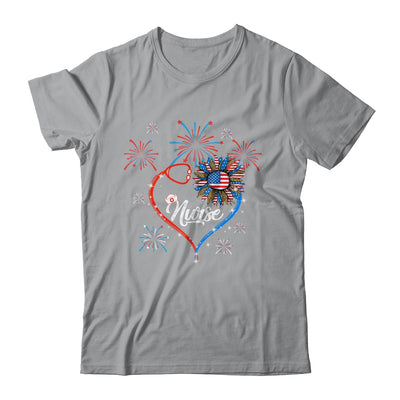 Patriotic Nurse 4th Of July American Flag Sunflower Love Shirt & Tank Top | siriusteestore