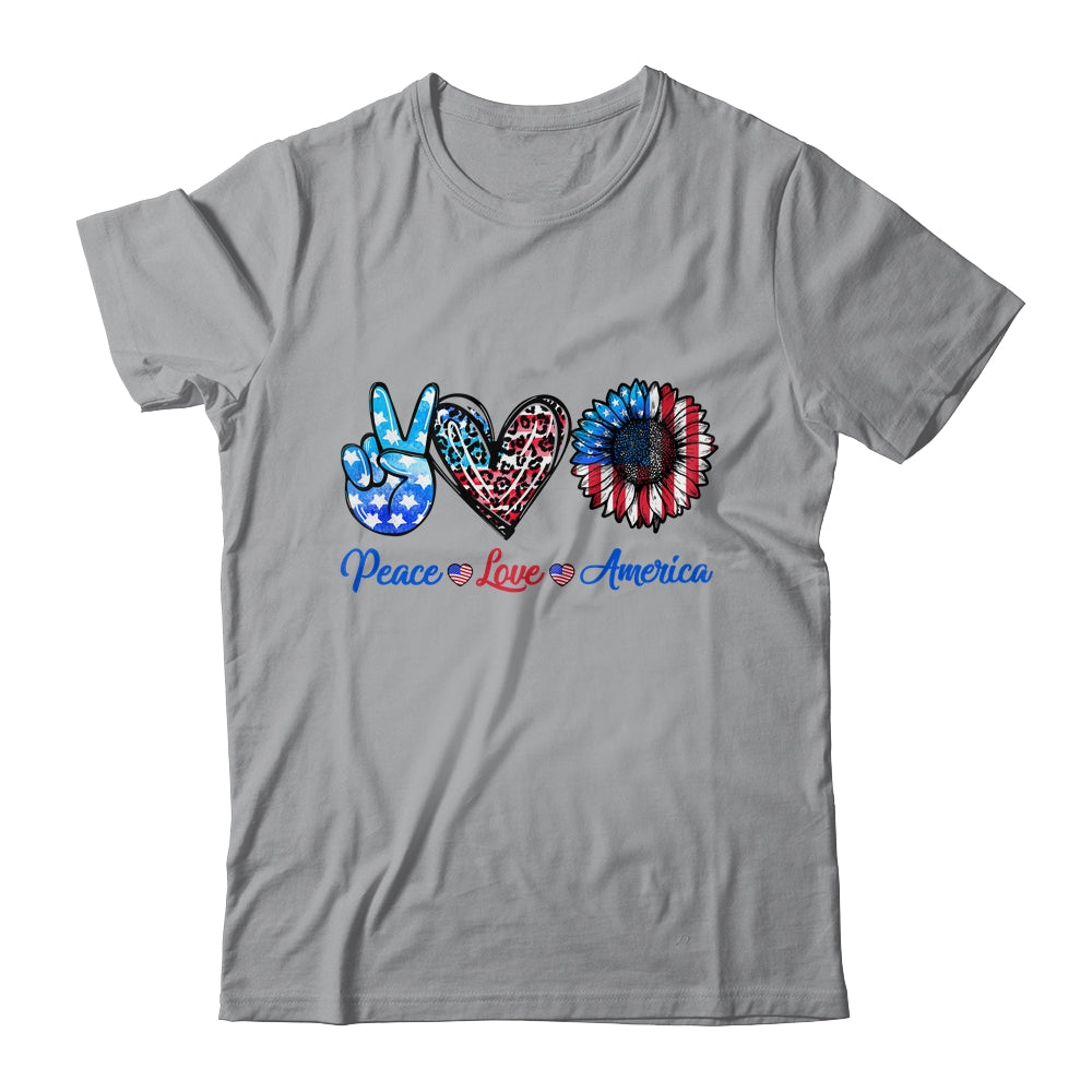 Peace Love America Sunflower Funny 4th Of July Fireworks Shirt & Tank Top | siriusteestore