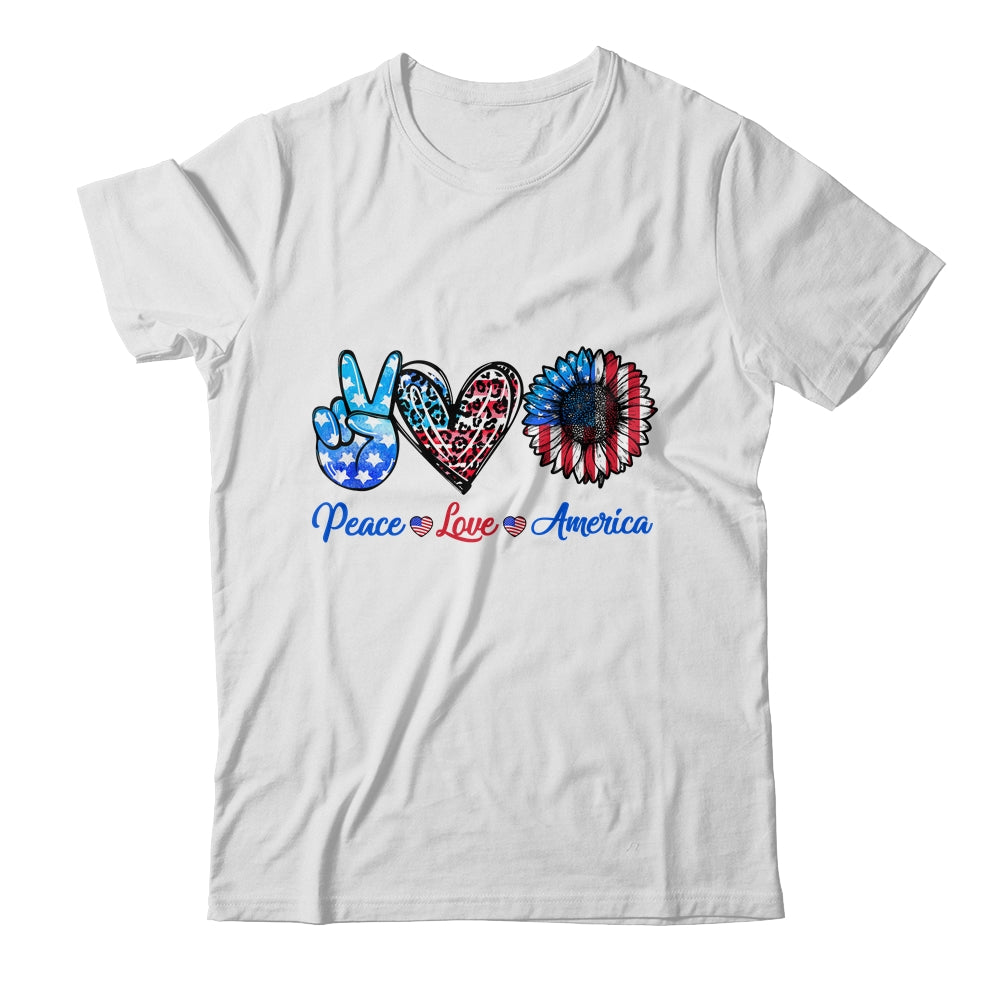 Peace Love America Sunflower Funny 4th Of July Fireworks Shirt & Tank Top | siriusteestore
