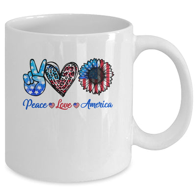 Peace Love America Sunflower Funny 4th Of July Fireworks Mug | siriusteestore