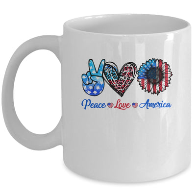 Peace Love America Sunflower Funny 4th Of July Fireworks Mug | siriusteestore