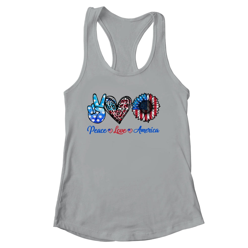 Peace Love America Sunflower Funny 4th Of July Fireworks Shirt & Tank Top | siriusteestore