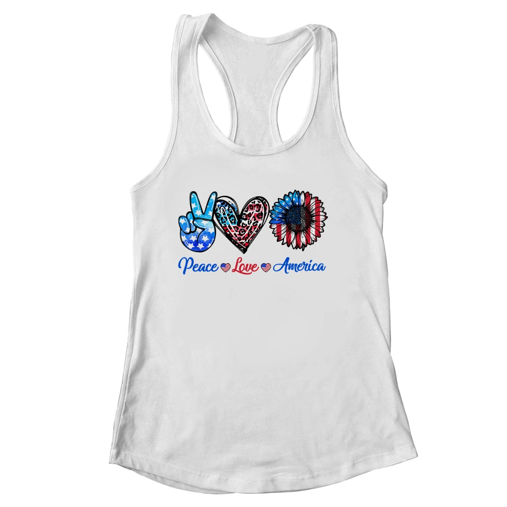 Peace Love America Sunflower Funny 4th Of July Fireworks Shirt & Tank Top | siriusteestore