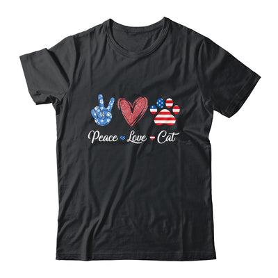 Peace Love Cat Lover American Flag Happy 4th Of July Shirt & Tank Top | siriusteestore
