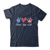 Peace Love Cat Lover American Flag Happy 4th Of July Shirt & Tank Top | siriusteestore