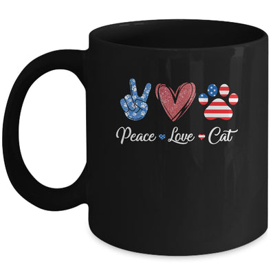 Peace Love Cat Lover American Flag Happy 4th Of July Mug | siriusteestore