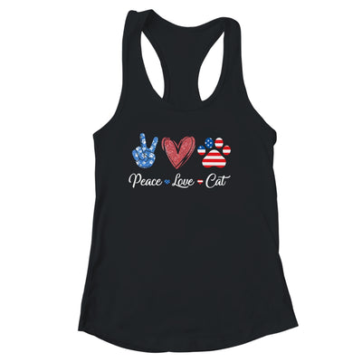 Peace Love Cat Lover American Flag Happy 4th Of July Shirt & Tank Top | siriusteestore
