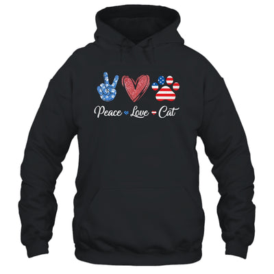 Peace Love Cat Lover American Flag Happy 4th Of July Shirt & Tank Top | siriusteestore