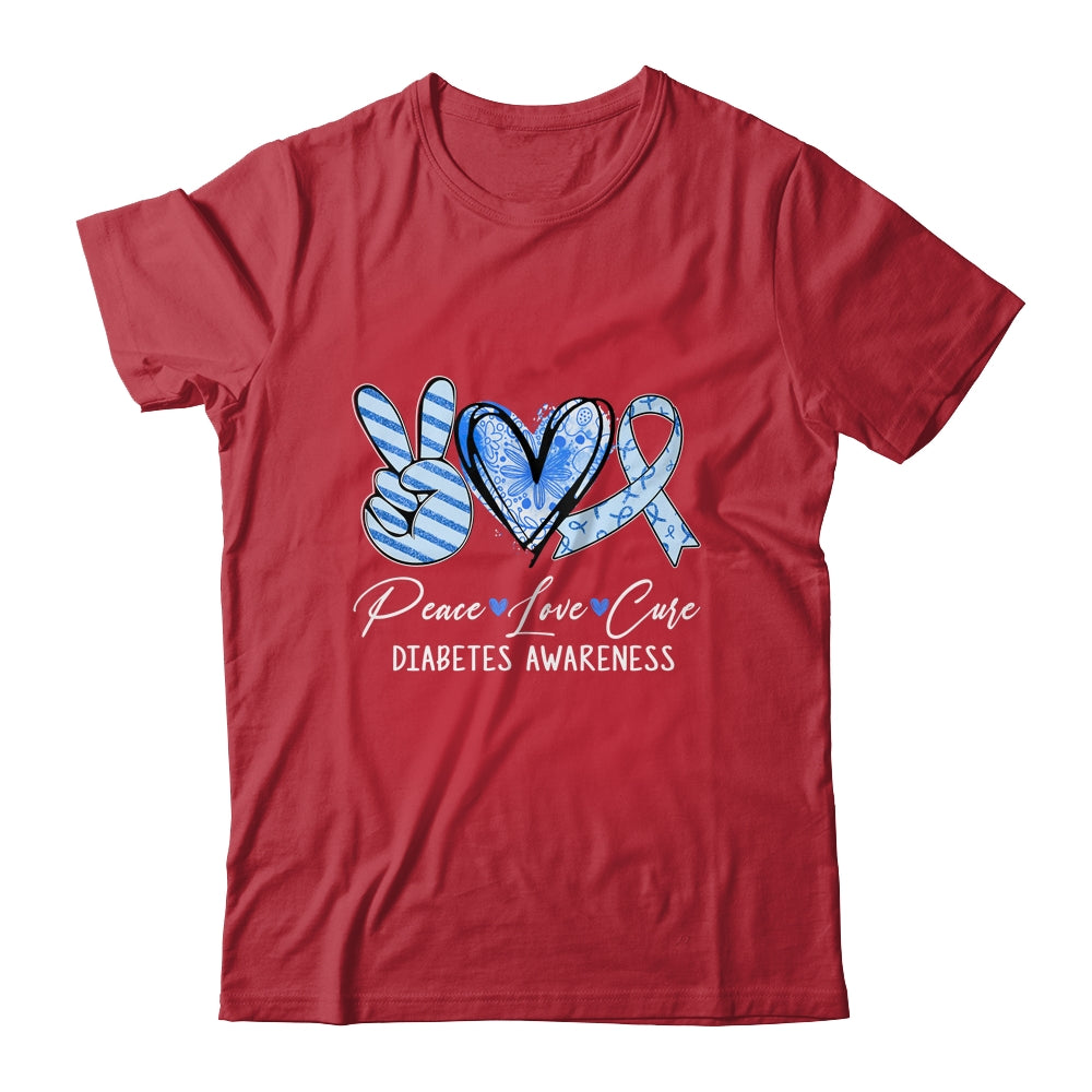Peace Love Cure Blue Ribbon Diabetes Awareness Shirt & Hoodie | siriusteestore