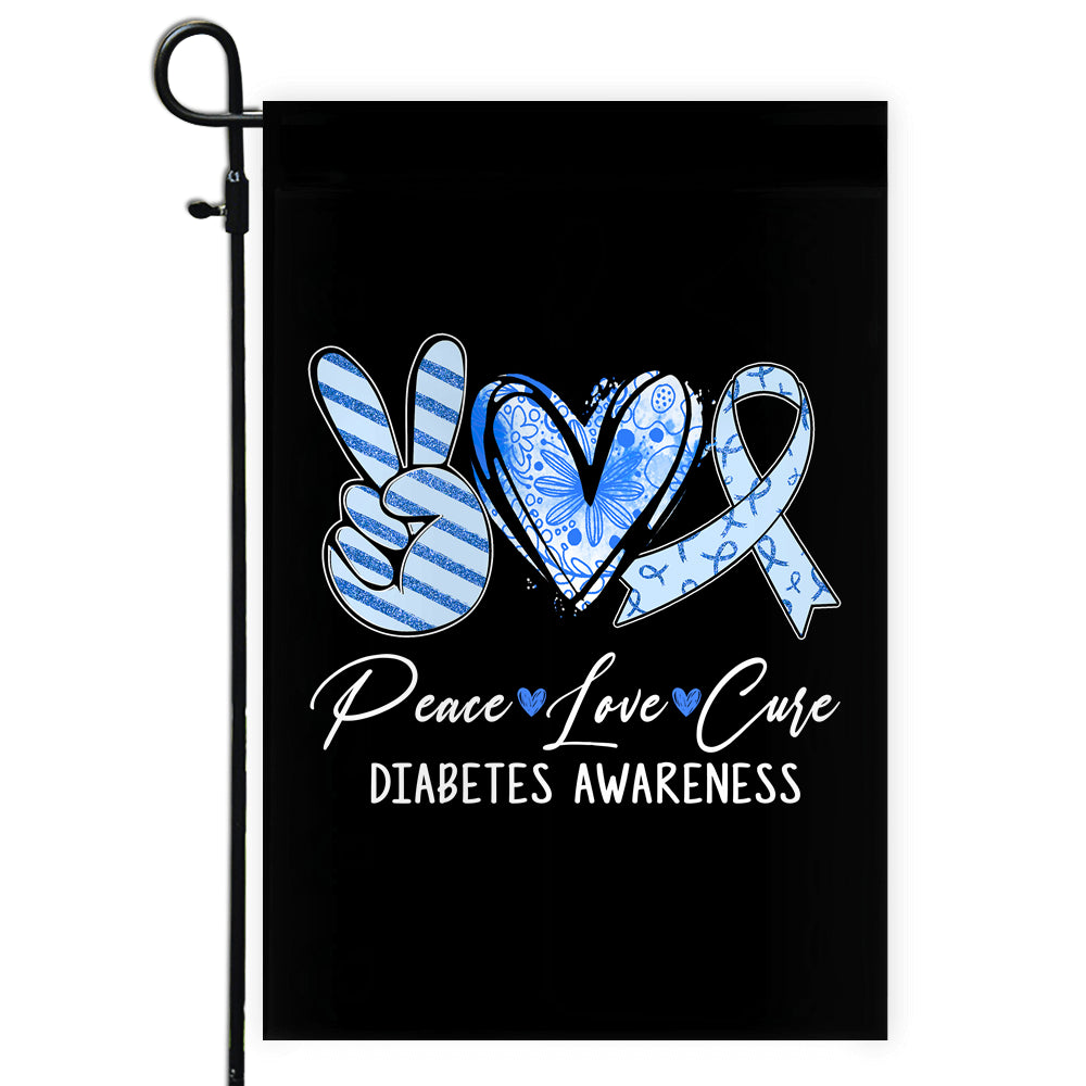 Peace Love Cure Blue Ribbon Diabetes Awareness Flag | siriusteestore