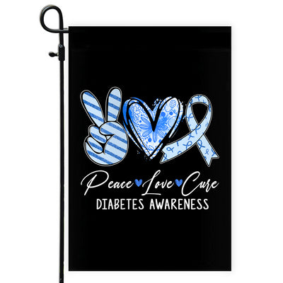 Peace Love Cure Blue Ribbon Diabetes Awareness Flag | siriusteestore
