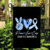 Peace Love Cure Blue Ribbon Diabetes Awareness Flag | siriusteestore
