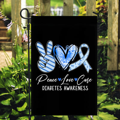 Peace Love Cure Blue Ribbon Diabetes Awareness Flag | siriusteestore