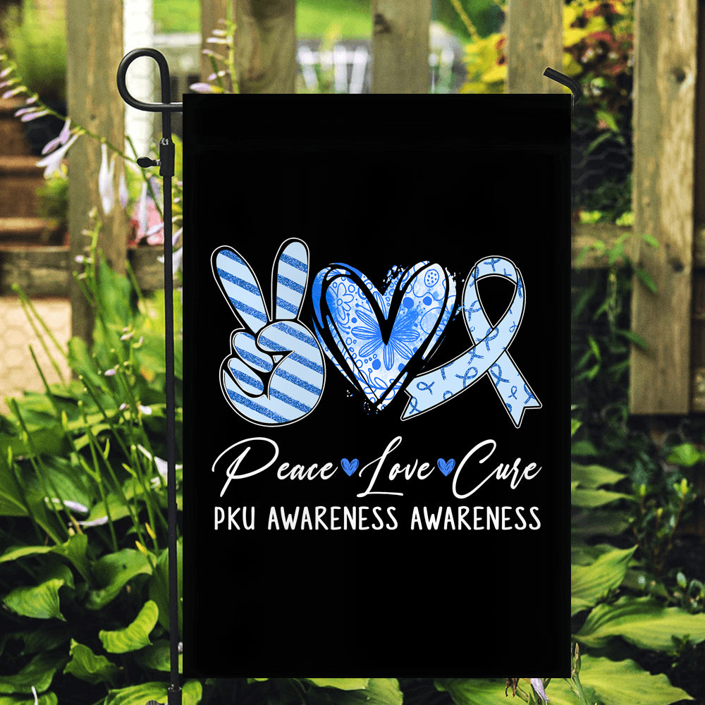 Peace Love Cure Blue Ribbon PKU Awareness Flag | siriusteestore