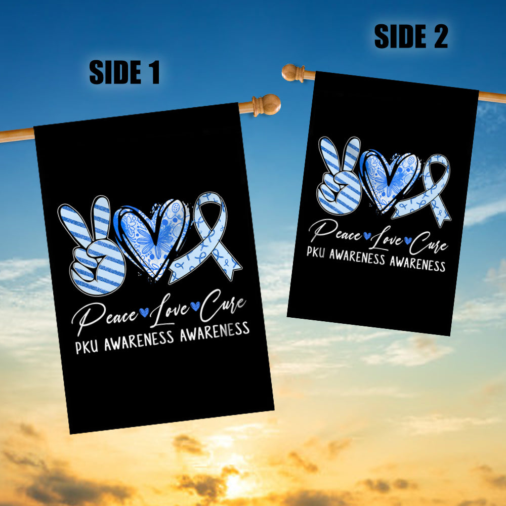 Peace Love Cure Blue Ribbon PKU Awareness Flag | siriusteestore