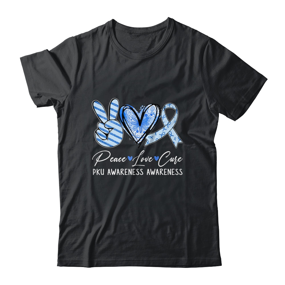 Peace Love Cure Blue Ribbon PKU Awareness Shirt & Hoodie Awareness Shirt & Hoodie | siriusteestore