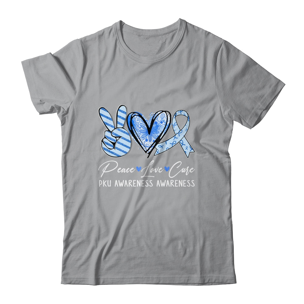 Peace Love Cure Blue Ribbon PKU Awareness Shirt & Hoodie Awareness Shirt & Hoodie | siriusteestore