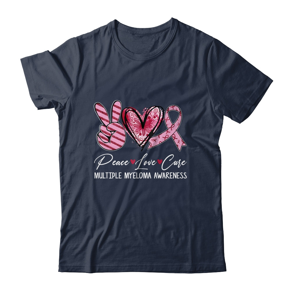 Peace Love Cure Burgundy Ribbon Multiple Myeloma Awareness Shirt & Hoodie | siriusteestore