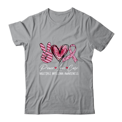 Peace Love Cure Burgundy Ribbon Multiple Myeloma Awareness Shirt & Hoodie | siriusteestore