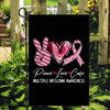 Peace Love Cure Burgundy Ribbon Multiple Myeloma Awareness Flag | siriusteestore