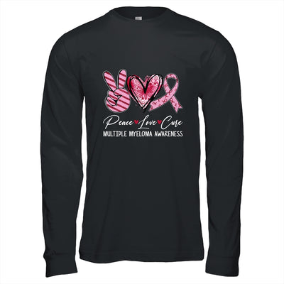 Peace Love Cure Burgundy Ribbon Multiple Myeloma Awareness Shirt & Hoodie | siriusteestore
