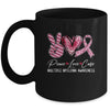 Peace Love Cure Burgundy Ribbon Multiple Myeloma Awareness Mug | siriusteestore