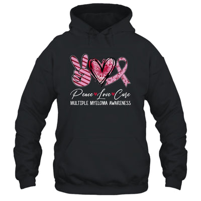 Peace Love Cure Burgundy Ribbon Multiple Myeloma Awareness Shirt & Hoodie | siriusteestore