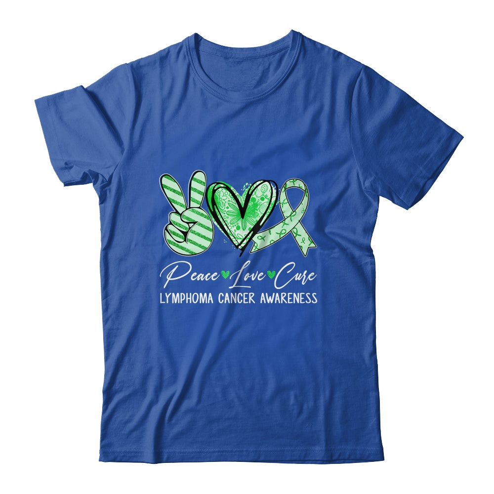 Peace Love Cure Green Ribbon Lymphoma Cancer Awareness Shirt & Hoodie | siriusteestore