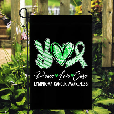 Peace Love Cure Green Ribbon Lymphoma Cancer Awareness Flag | siriusteestore