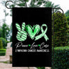 Peace Love Cure Green Ribbon Lymphoma Cancer Awareness Flag | siriusteestore