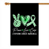 Peace Love Cure Green Ribbon Lymphoma Cancer Awareness Flag | siriusteestore