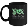 Peace Love Cure Green Ribbon Lymphoma Cancer Awareness Mug | siriusteestore