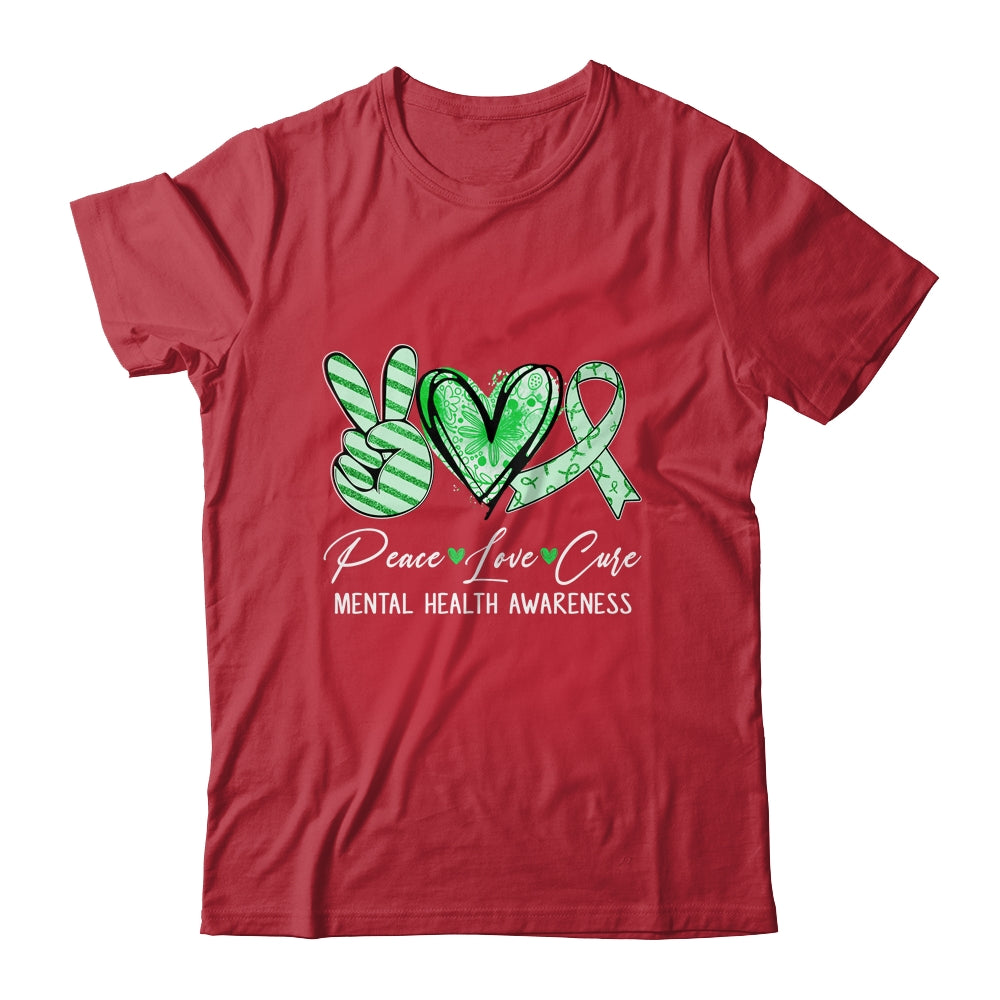 Peace Love Cure Green Ribbon Mental Health Awareness Shirt & Hoodie | siriusteestore