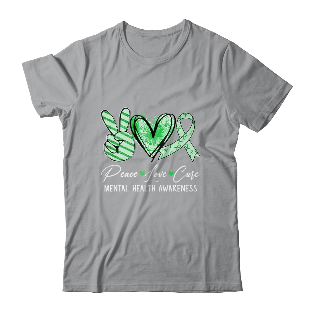 Peace Love Cure Green Ribbon Mental Health Awareness Shirt & Hoodie | siriusteestore