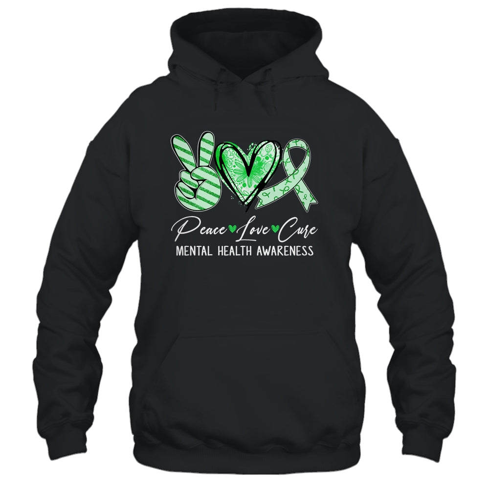 Peace Love Cure Green Ribbon Mental Health Awareness Shirt & Hoodie | siriusteestore