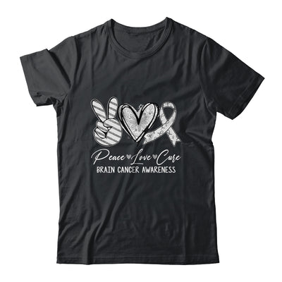 Peace Love Cure Grey Ribbon Brain Cancer Awareness Shirt & Hoodie | siriusteestore