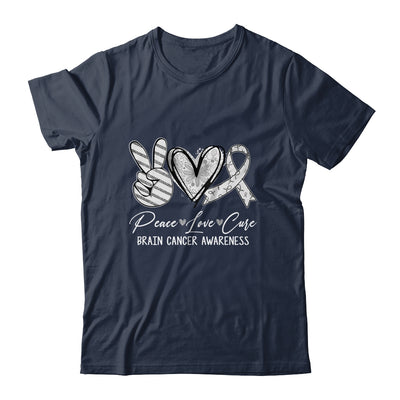 Peace Love Cure Grey Ribbon Brain Cancer Awareness Shirt & Hoodie | siriusteestore