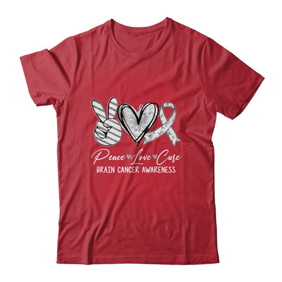 Peace Love Cure Grey Ribbon Brain Cancer Awareness Shirt & Hoodie | siriusteestore