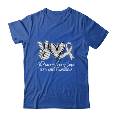 Peace Love Cure Grey Ribbon Brain Cancer Awareness Shirt & Hoodie | siriusteestore