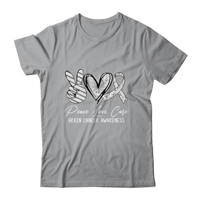 Peace Love Cure Grey Ribbon Brain Cancer Awareness Shirt & Hoodie | siriusteestore