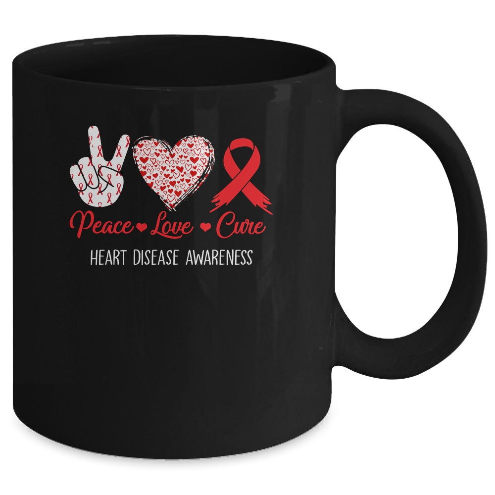 Peace Love Cure Heart Disease Awareness Men Women Kids CHD Mug | siriusteestore