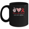 Peace Love Cure Heart Disease Awareness Men Women Kids CHD Mug | siriusteestore