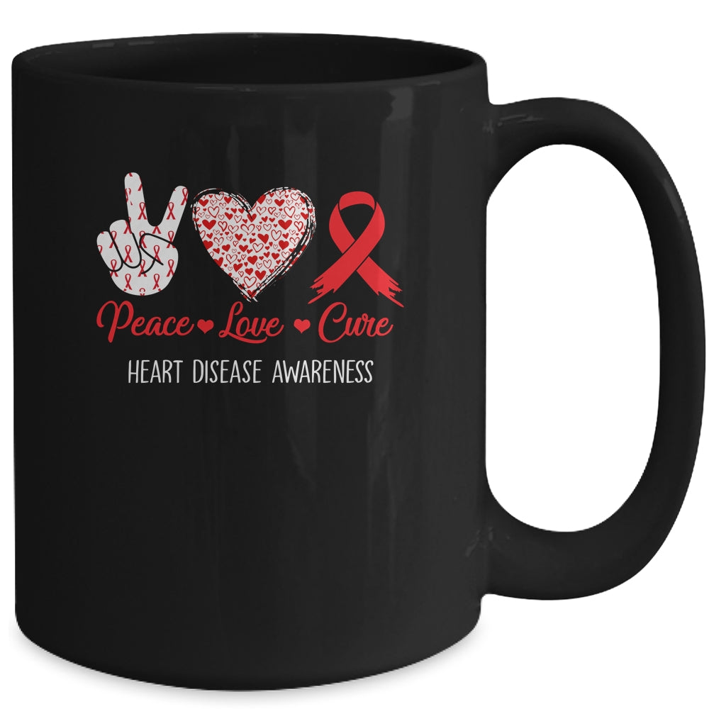 Peace Love Cure Heart Disease Awareness Men Women Kids CHD Mug | siriusteestore