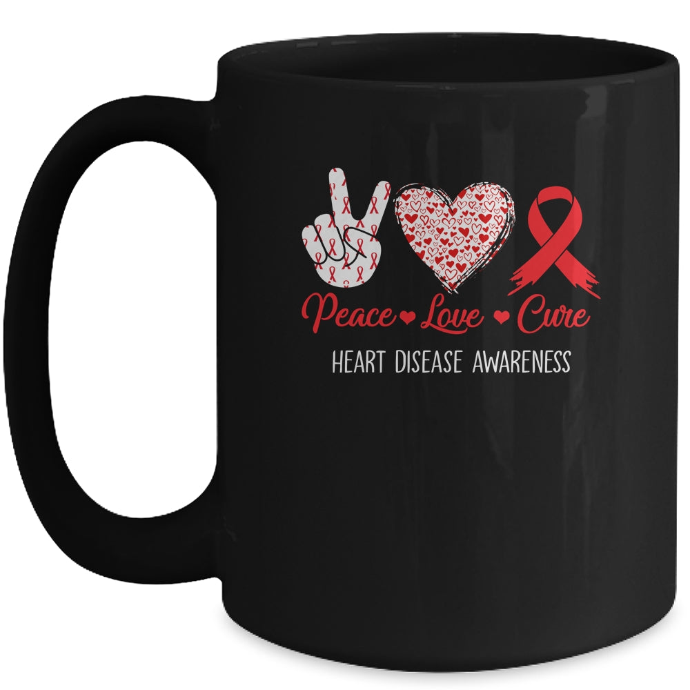 Peace Love Cure Heart Disease Awareness Men Women Kids CHD Mug | siriusteestore