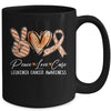 Peace Love Cure Orange Ribbon Leukemia Cancer Awareness Mug | siriusteestore