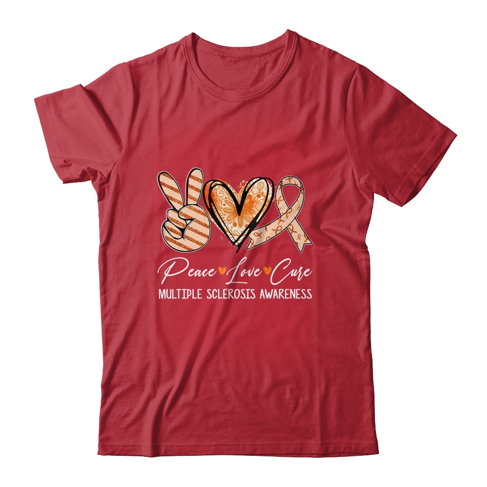 Peace Love Cure Orange Ribbon Multiple Sclerosis Awareness Shirt & Hoodie | siriusteestore