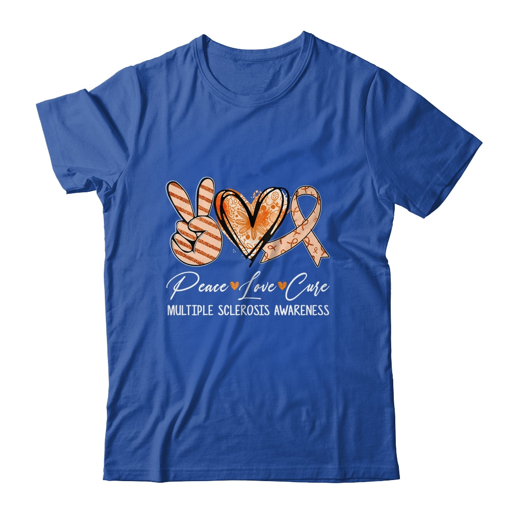Peace Love Cure Orange Ribbon Multiple Sclerosis Awareness Shirt & Hoodie | siriusteestore