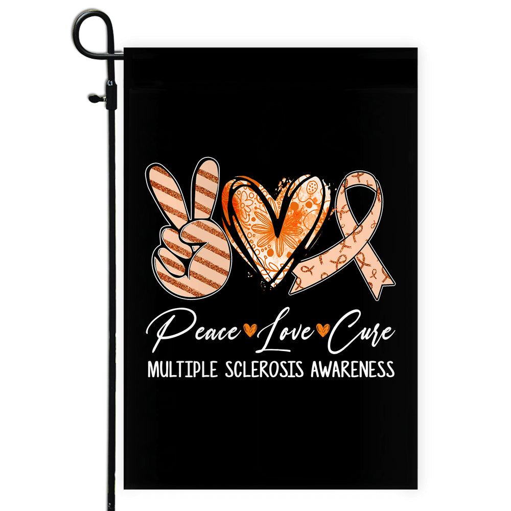 Peace Love Cure Orange Ribbon Multiple Sclerosis Awareness T-Shirt