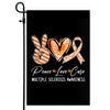 Peace Love Cure Orange Ribbon Multiple Sclerosis Awareness Flag | siriusteestore