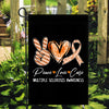 Peace Love Cure Orange Ribbon Multiple Sclerosis Awareness Flag | siriusteestore
